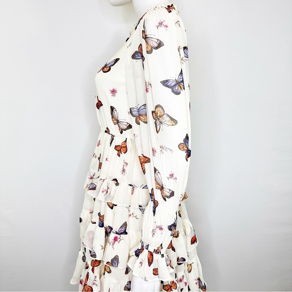 Jessakae Ivory Butterfly Ruffle Dress Size XS Long Sleeve Playful Party Girly - Picture 4 of 9